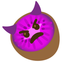 kiwi fruit and angry face with horns