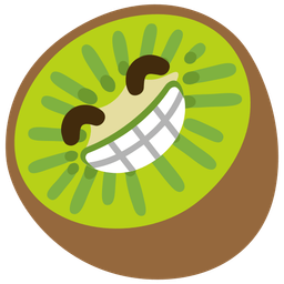 Kiwi fruit and Beaming face with smiling eyes