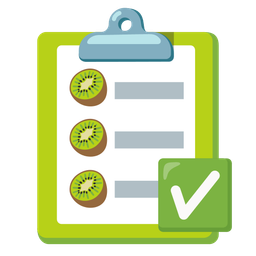 kiwi fruit and check mark button