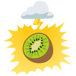 kiwi fruit and cloud with lightning