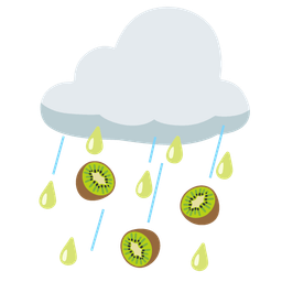 kiwi fruit and cloud with rain
