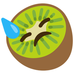kiwi fruit and downcast face with sweat