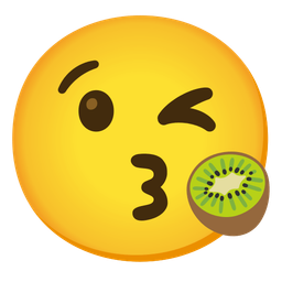 Kiwi fruit and Face blowing a kiss
