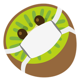 kiwi fruit and face with medical mask