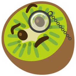 kiwi fruit and face with monocle