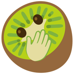 kiwi fruit and face with open eyes and hand over mouth
