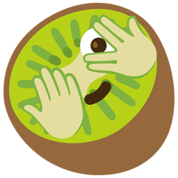 kiwi fruit and face with peeking eye