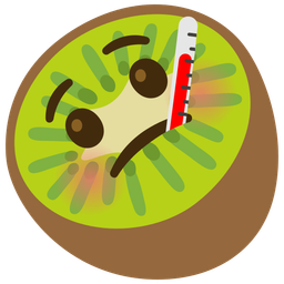 kiwi fruit and face with thermometer