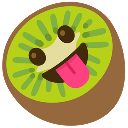 Kiwi fruit and Face with tongue