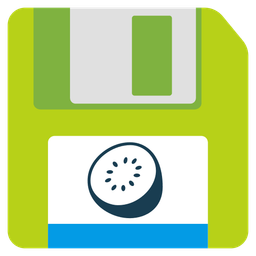 kiwi fruit and floppy disk