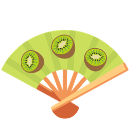 kiwi fruit and folding hand fan