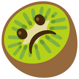 kiwi fruit and frowning face