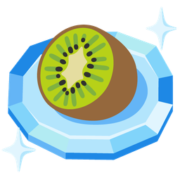 kiwi fruit and gem stone