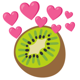 kiwi fruit and heart with arrow