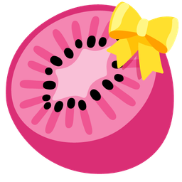 kiwi fruit and heart with ribbon