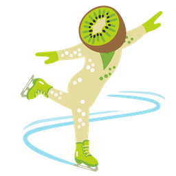 kiwi fruit and ice skate