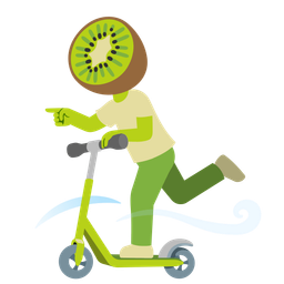 kiwi fruit and kick scooter