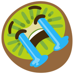 kiwi fruit and loudly crying face