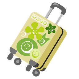 kiwi fruit and luggage