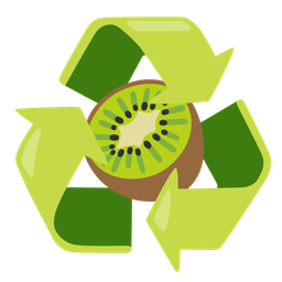 kiwi fruit and recycling symbol
