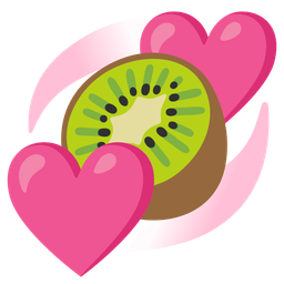 kiwi fruit and revolving hearts