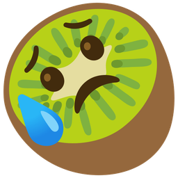 kiwi fruit and sad but relieved face