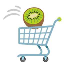 kiwi fruit and shopping cart
