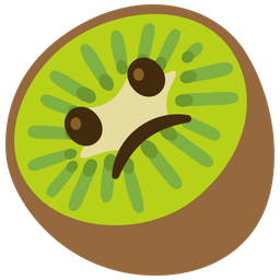 kiwi fruit and slightly frowning face