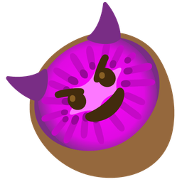 kiwi fruit and smiling face with horns