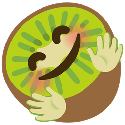 Kiwi fruit and Smiling face with open hands