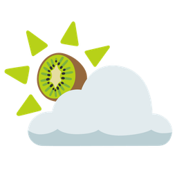 kiwi fruit and sun behind cloud