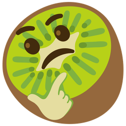 kiwi fruit and thinking face