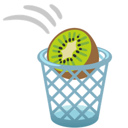 kiwi fruit and wastebasket