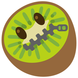 kiwi fruit and zipper-mouth face