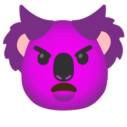 koala and angry face with horns