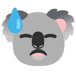 koala and downcast face with sweat
