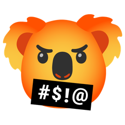 koala and face with symbols on mouth