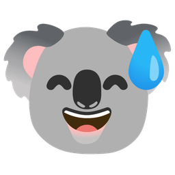 Koala and Grinning face with sweat