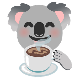koala and hot beverage
