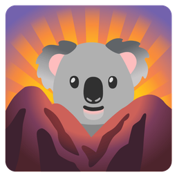 koala and sunrise over mountains