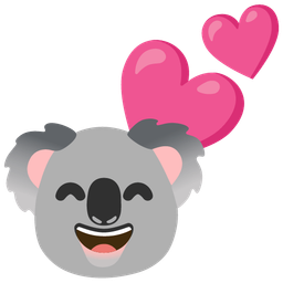 koala and two hearts