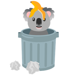 koala and wastebasket