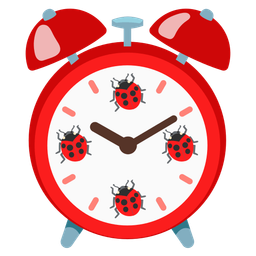 lady beetle and alarm clock