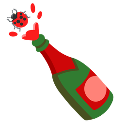 lady beetle and bottle with popping cork