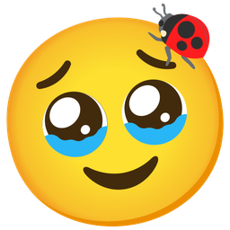 lady beetle and face holding back tears