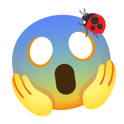 lady beetle and face screaming in fear