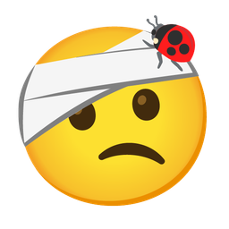lady beetle and face with head-bandage
