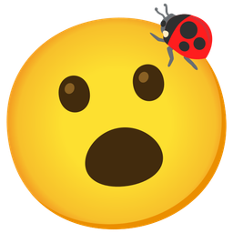 lady beetle and face with open mouth