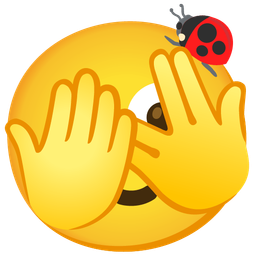 lady beetle and face with peeking eye