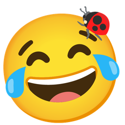 Lady beetle and Face with tears of joy